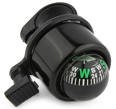 Multi Function Bike Bicycle Bell & Compass Handlebar Mount Black Color